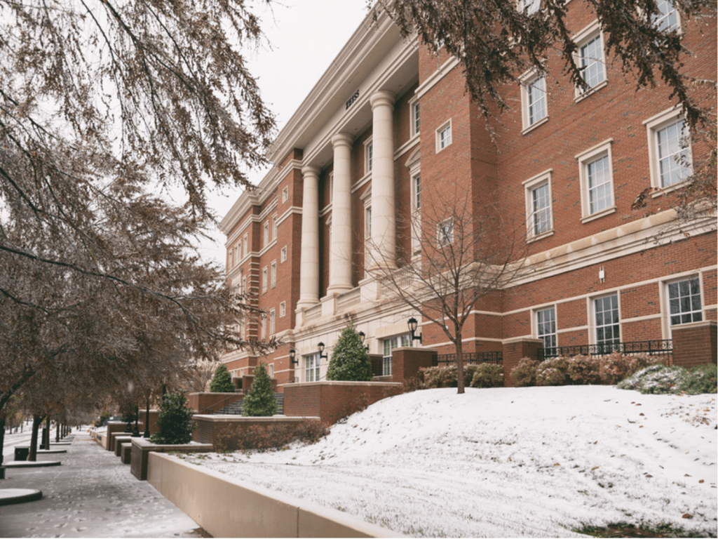 photo of snow on campus