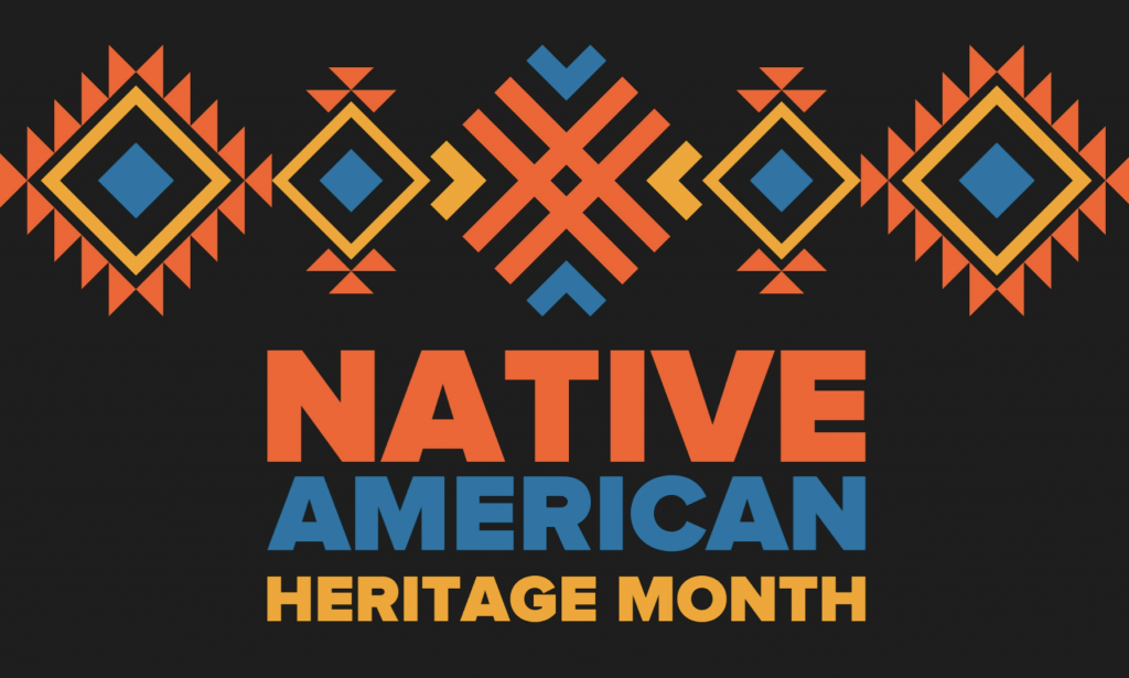 Native American Heritage month text on black background