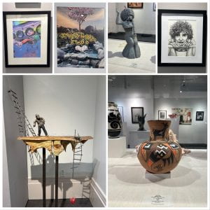 Sculptures, ceramics and photographs on display in the annual juried student art show.